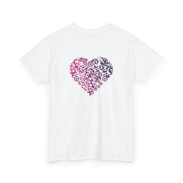 T-shirt Blanc - Qr code Coeur Prune - unisexe