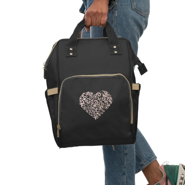 Sac à dos noir Urbain multi-fonction - Qr code Coeur Sable