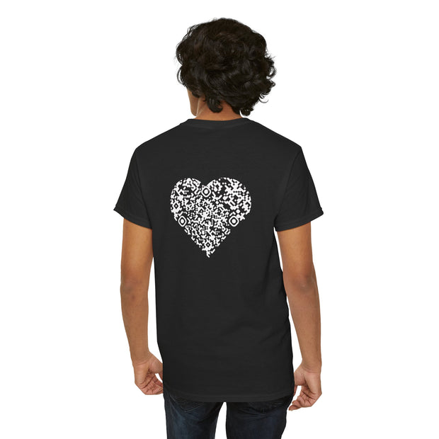T-shirt Noir - Qr code Coeur Neige - unisexe