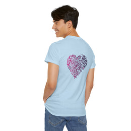 T-shirt Bleu Ciel - Qr code Coeur Prune - unisexe