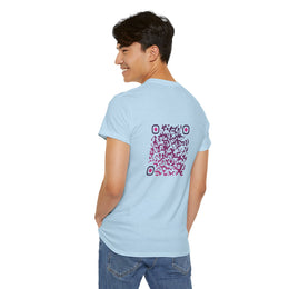T-shirt Bleu Ciel - Qr code Prune - unisexe