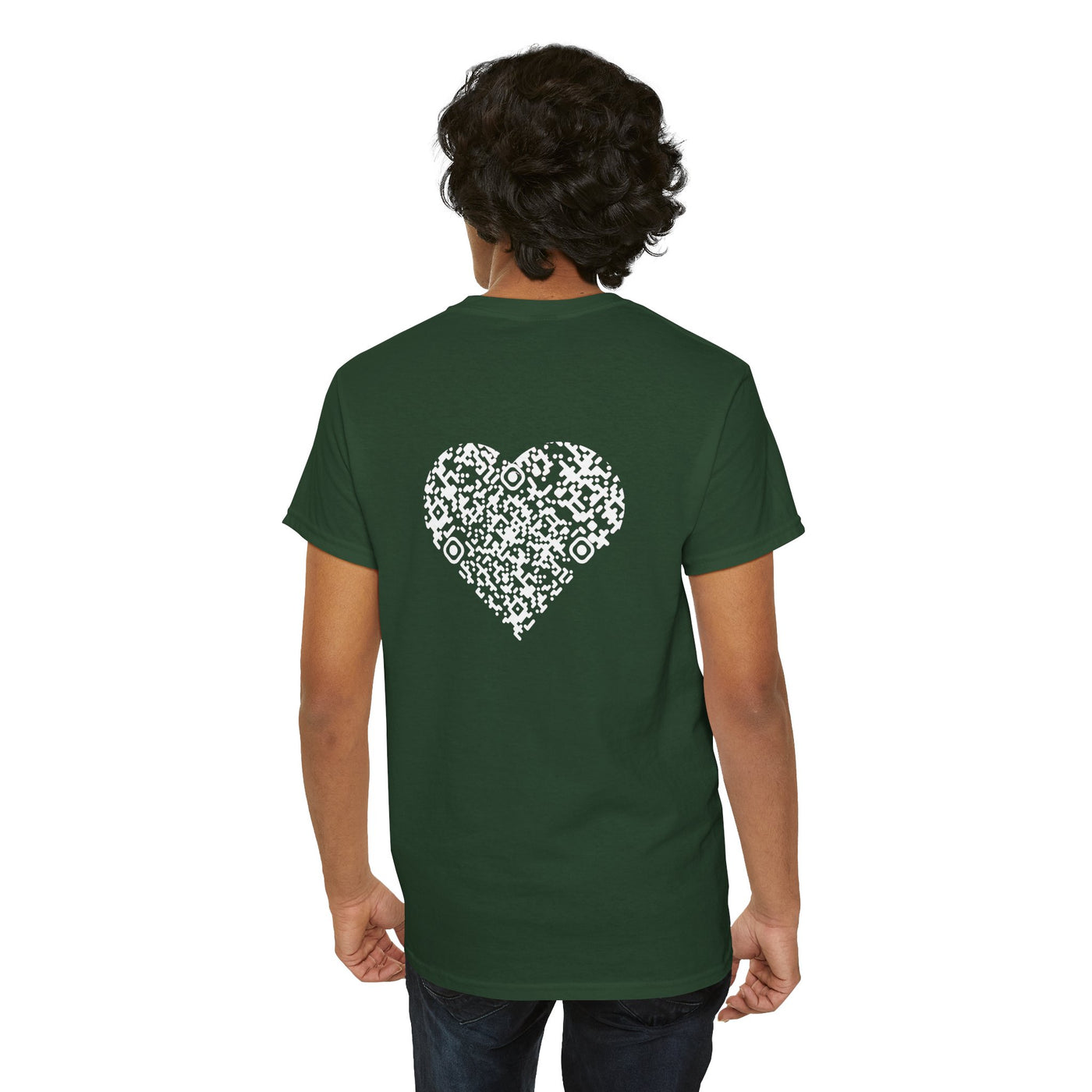 T-shirt Vert foncé - Qr code Coeur Neige - unisexe