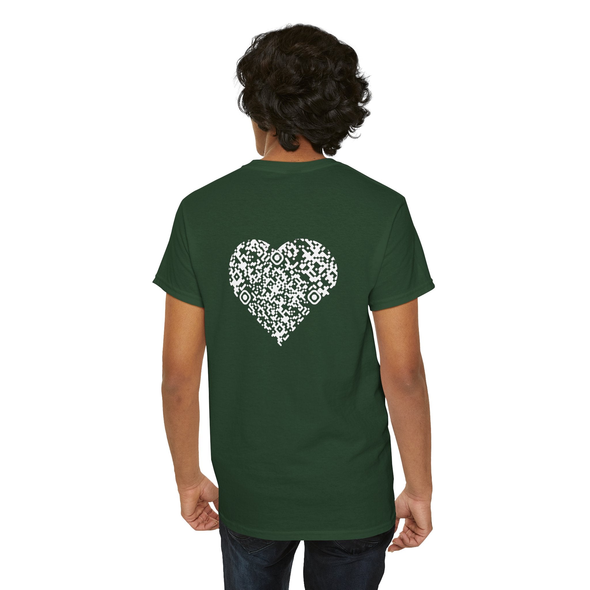 T-shirt Vert foncé - Qr code Coeur Neige - unisexe