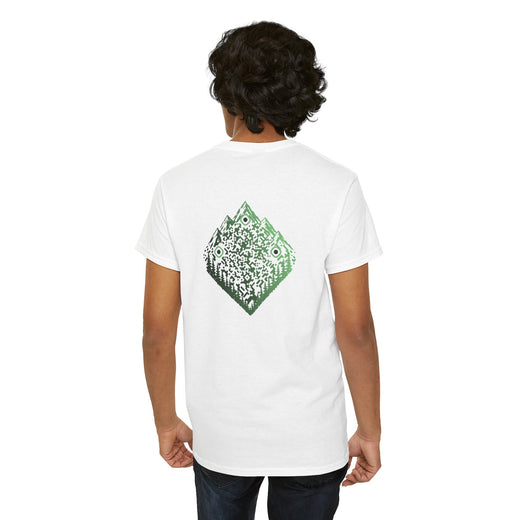T-shirt Blanc - Qr code Montagne & Forêt Matcha - unisexe