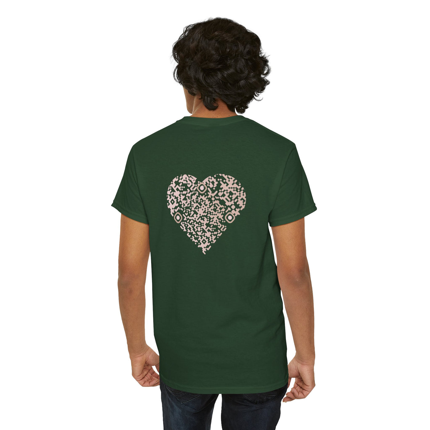 T-shirt Vert foncé - Qr code Coeur Sable - unisexe