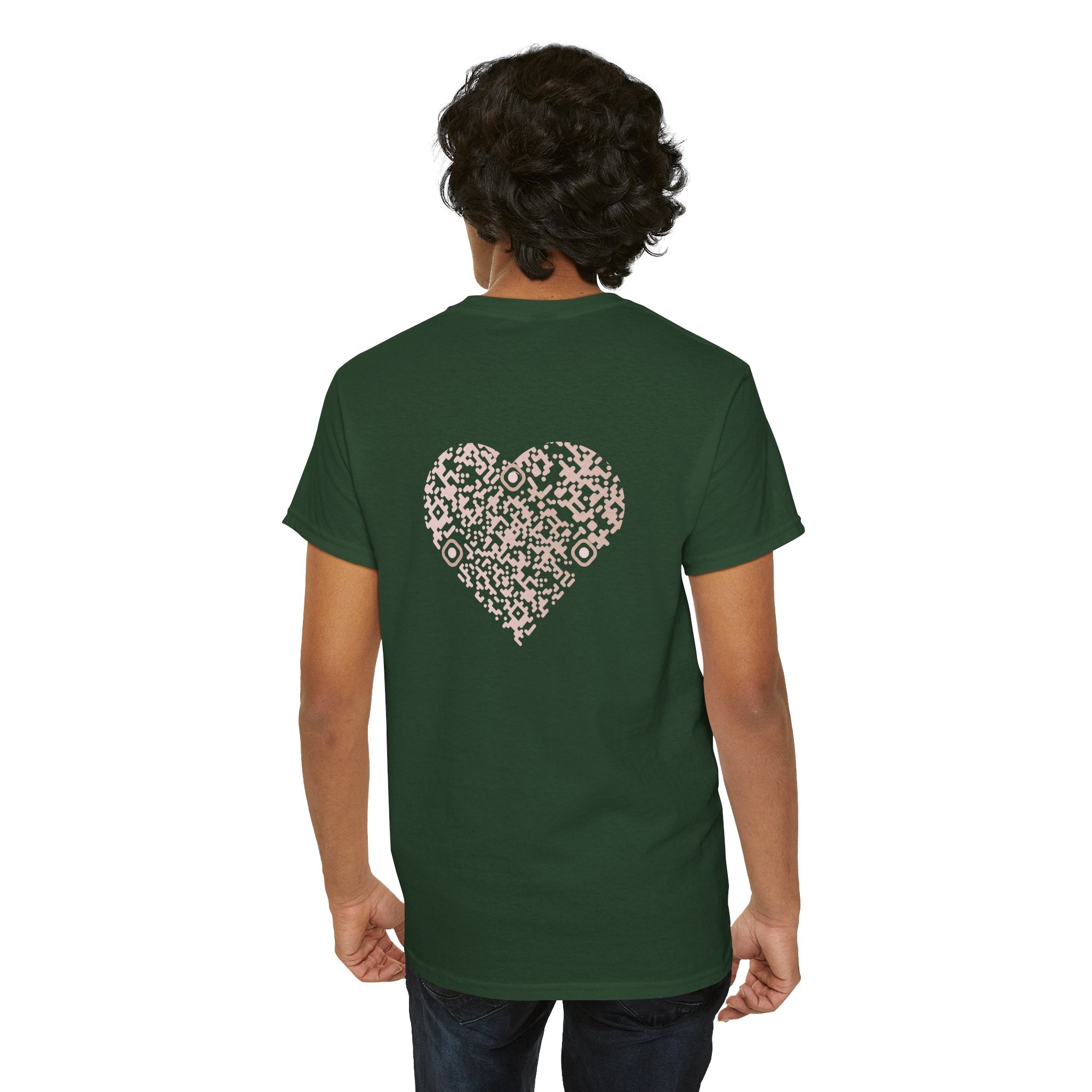 T-shirt Vert foncé - Qr code Coeur Sable - unisexe