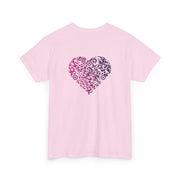T-shirt Rose - Qr code Coeur Prune - unisexe