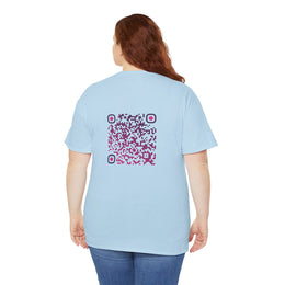 T-shirt Bleu Ciel - Qr code Prune - unisexe