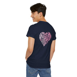 T-shirt Bleu Marine - Qr code Coeur Sakura - unisexe