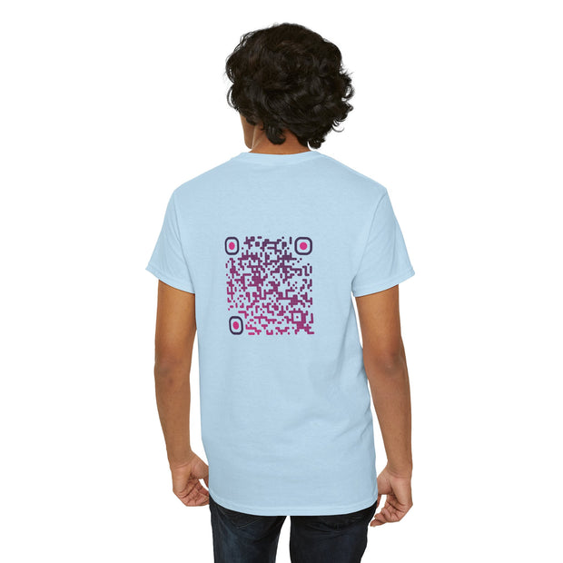 T-shirt Bleu Ciel - Qr code Prune - unisexe