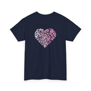 T-shirt Bleu Marine - Qr code Coeur Sakura - unisexe