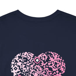T-shirt Bleu Marine - Qr code Coeur Sakura - unisexe