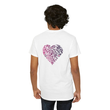 T-shirt Blanc - Qr code Coeur Prune - unisexe