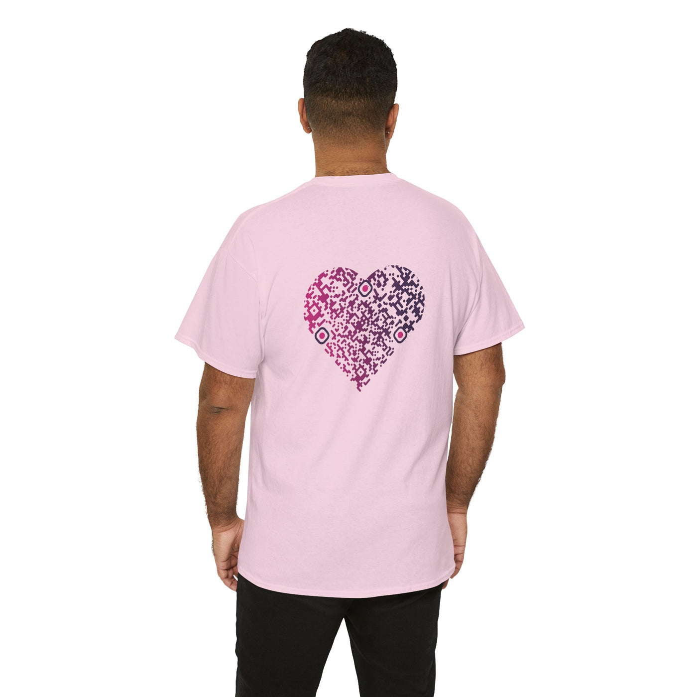 T-shirt Rose - Qr code Coeur Prune - unisexe