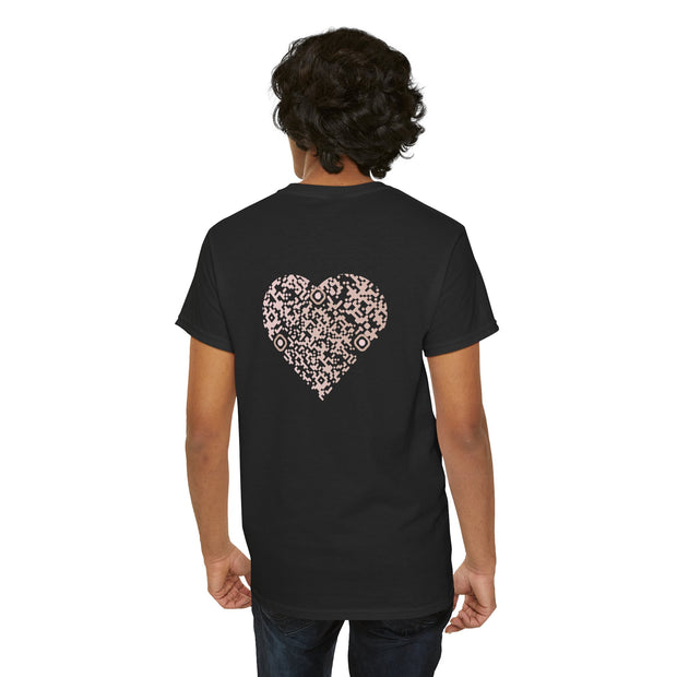 T-shirt Noir - Qr code Coeur Sable - unisexe