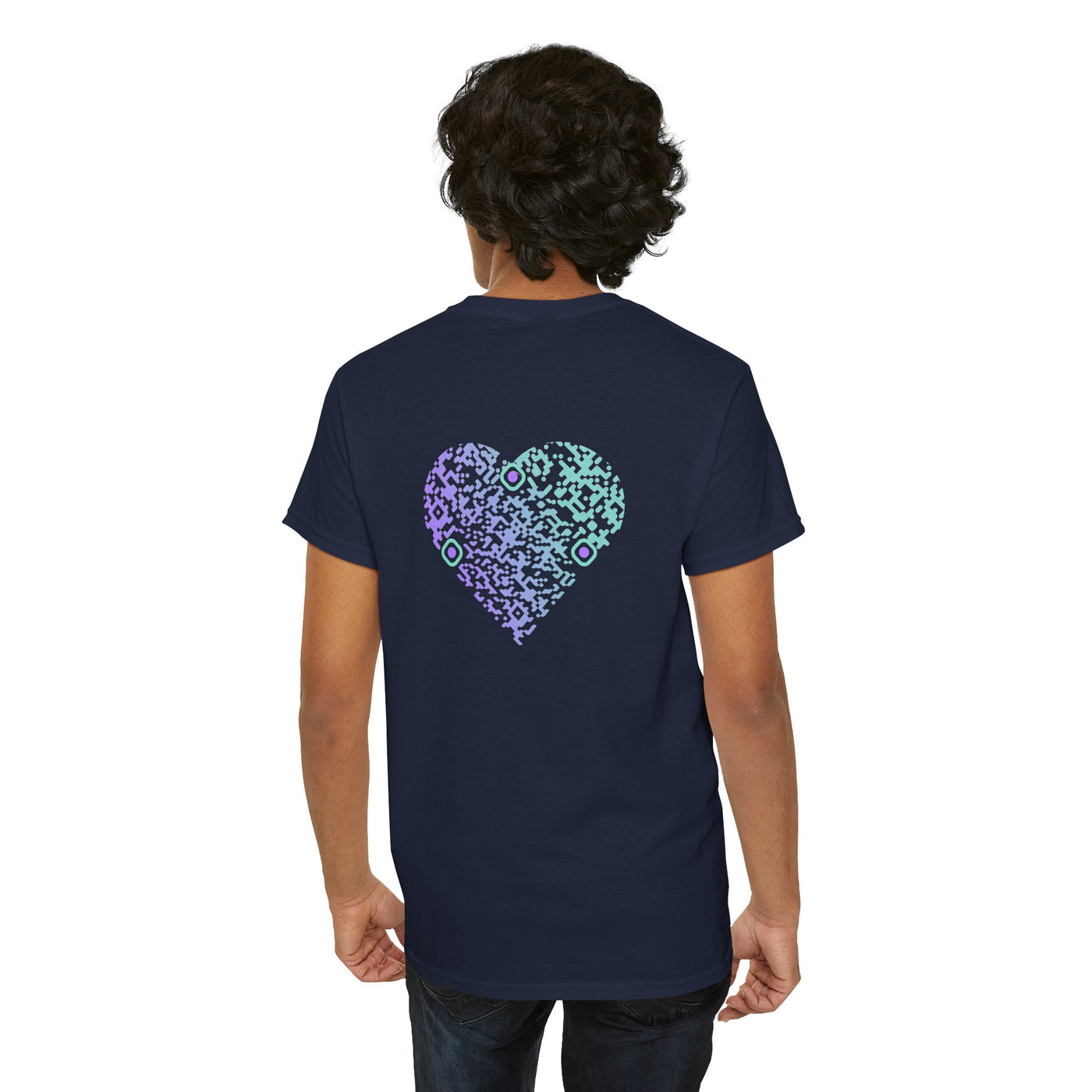 T-shirt Bleu Marine - Qr code Coeur Boréal - unisexe
