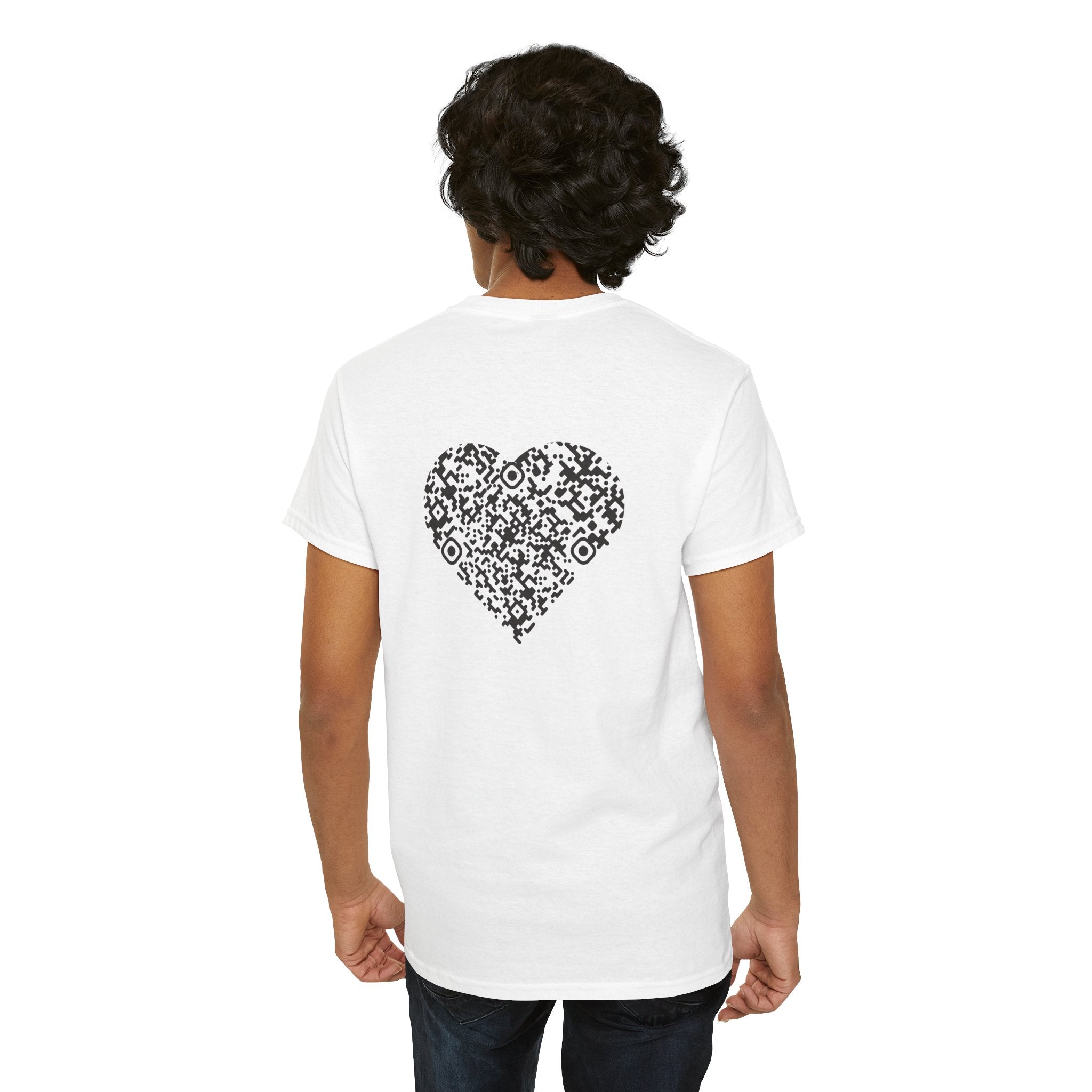 T-shirt Blanc - Qr code Coeur Signature - unisexe
