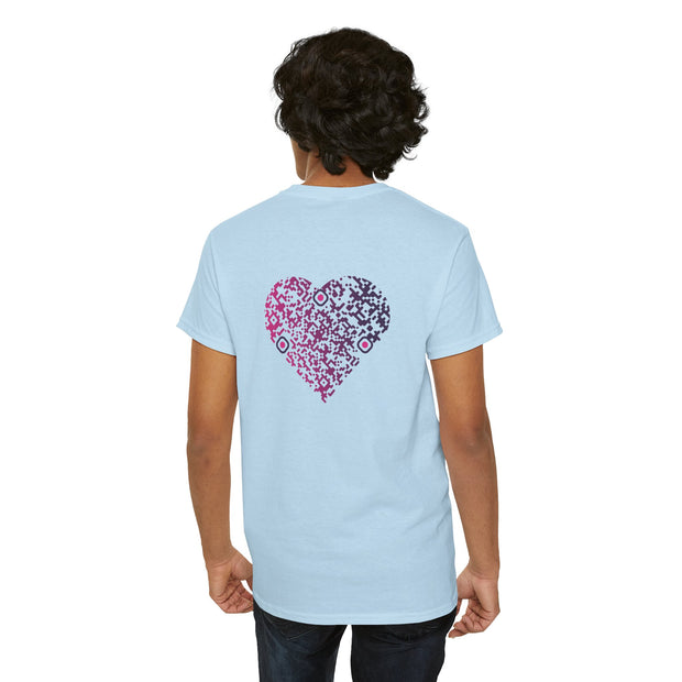 T-shirt Bleu Ciel - Qr code Coeur Prune - unisexe