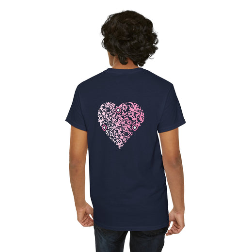 T-shirt Bleu Marine - Qr code Coeur Sakura - unisexe