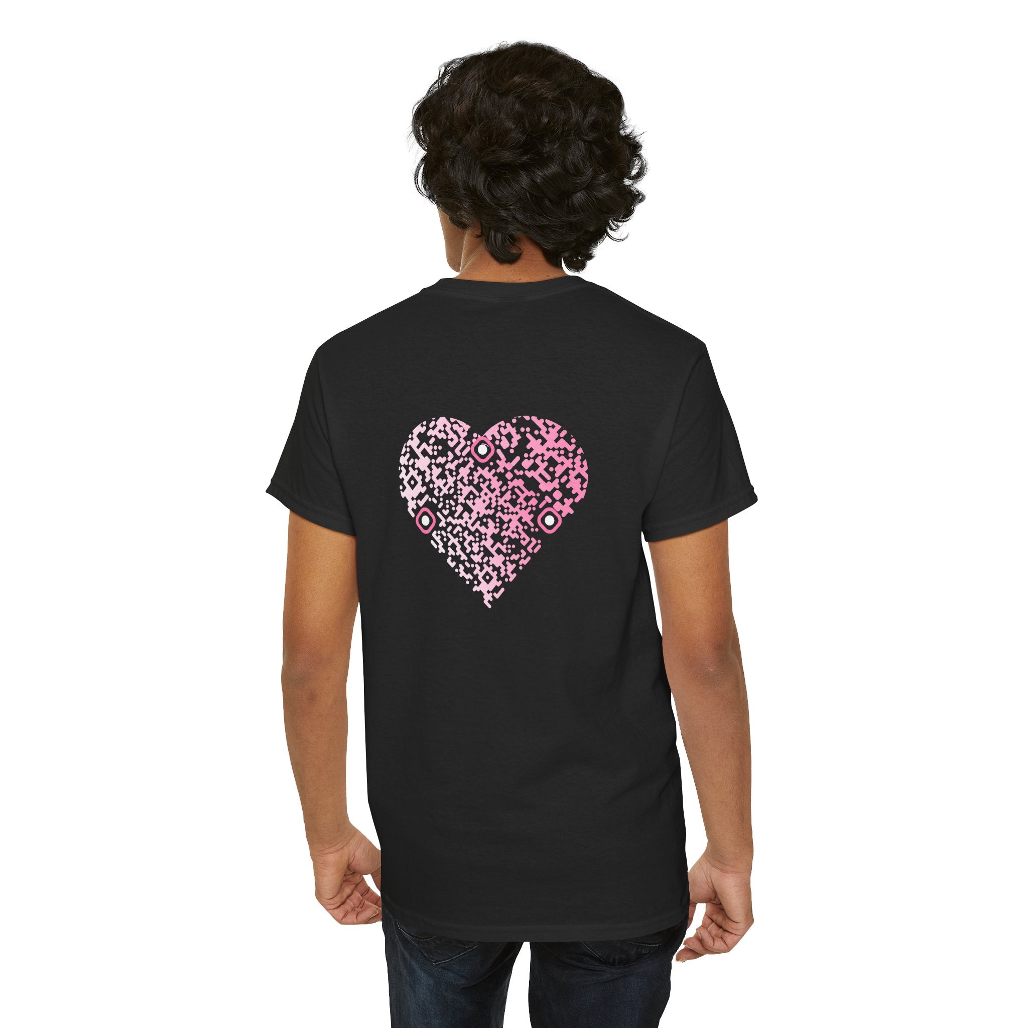 T-shirt Noir - Qr code Coeur Sakura - unisexe