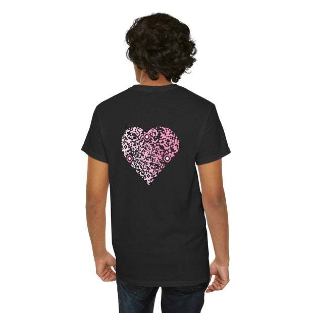 T-shirt Noir - Qr code Coeur Sakura - unisexe