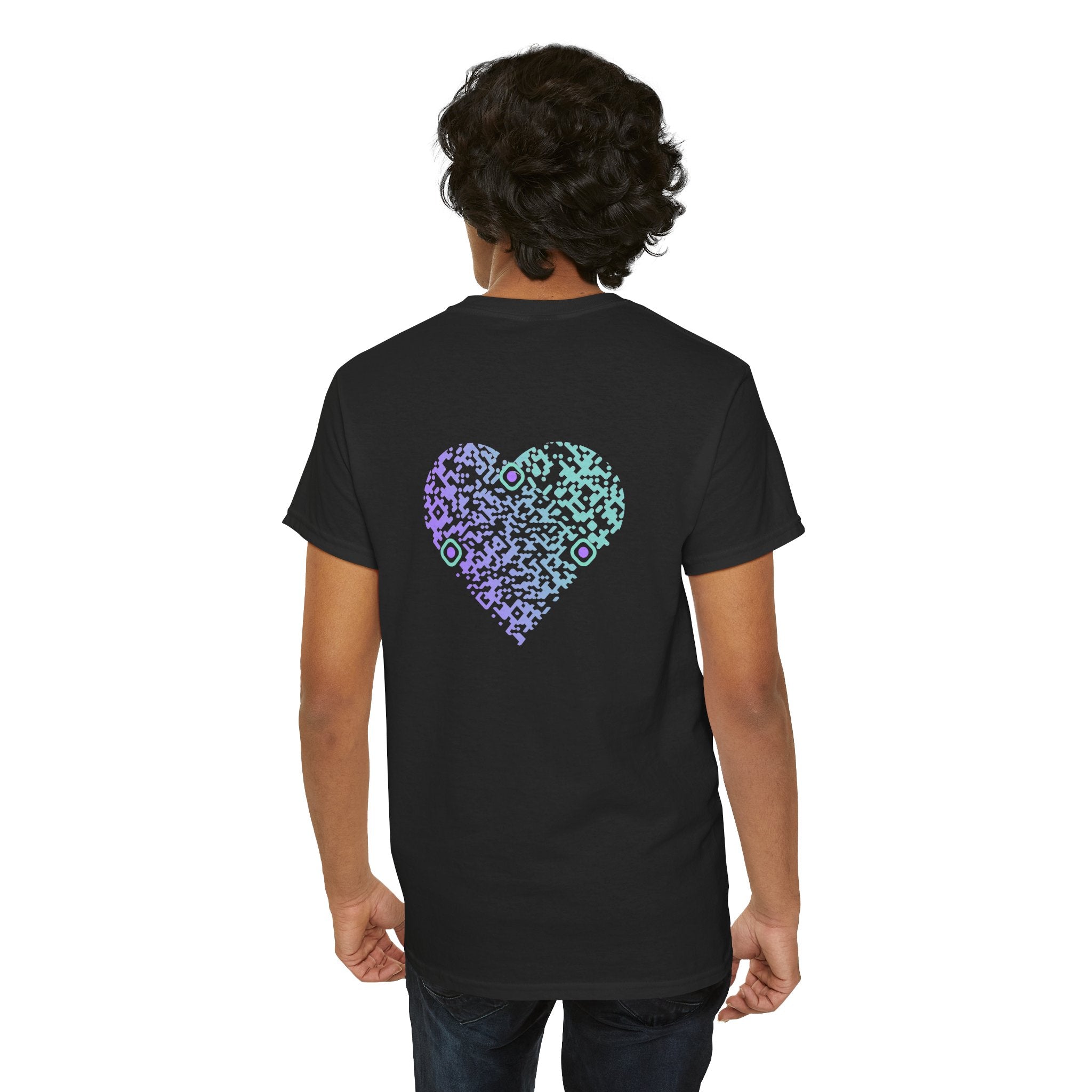 T-shirt Noir - Qr code Coeur Boréal - unisexe