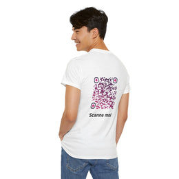 T-shirt Blanc - Qr code Prune - unisexe