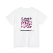 T-shirt Blanc - Qr code Prune - unisexe