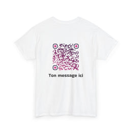 T-shirt Blanc - Qr code Prune - unisexe