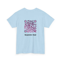 T-shirt Bleu Ciel - Qr code Prune - unisexe