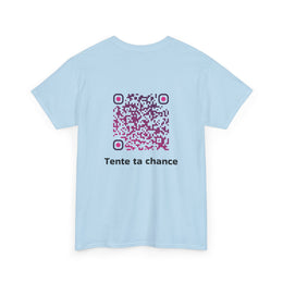 T-shirt Bleu Ciel - Qr code Prune - unisexe