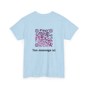 T-shirt Bleu Ciel - Qr code Prune - unisexe