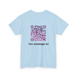 T-shirt Bleu Ciel - Qr code Prune - unisexe