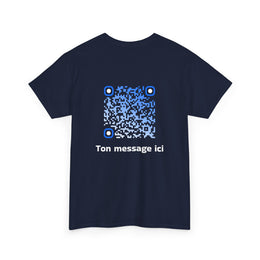 T-shirt Bleu Marine - Qr code Cascade - unisexe
