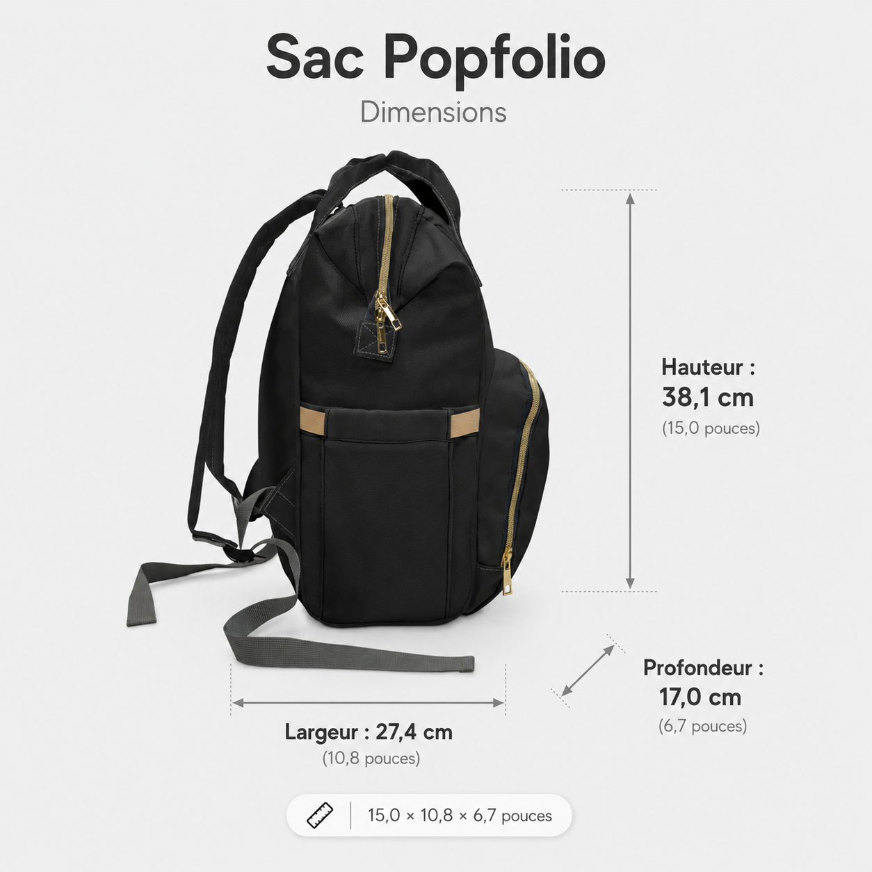 Guide des tailles de Sac à dos Urbain multi-fonction - Qr code Sable