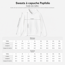 Guide des tailles sweat à capuche Popfolio