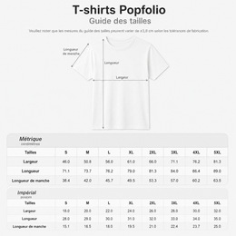 Guide des tailles t-shirt Popfolio